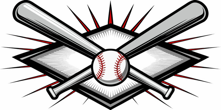 Baseball emblem featuring crossed bats and a stitched baseball in a shield