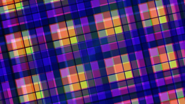 A seamless vector illustration of a geometric plaid textile pattern featuring colorful abstract stripes and checkered lines for a pink and green decorative fabric wallpaper backdrop