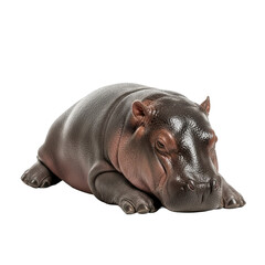 Hippo Lying Down Black Background Studio