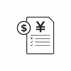 Obraz premium Financial Document Icon with Currency Symbols for Accounting, Billing, and International Transactions Vector Illustration