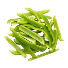 Sliced Green Peppers Isolated Black