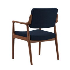 Modern Armchair Dark Blue Upholstery Wood Frame
