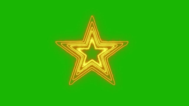 Blinking multi-layered star animation on a green screen background, featuring glowing layered star shapes that pulse and sparkle, perfect for magical effects, festive visuals, and motion graphics comp