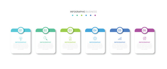 Vector Infographic design with icons and 6 options or steps. Infographics for business concept. Can be used for presentations banner, workflow layout, process diagram, flow chart, info graph