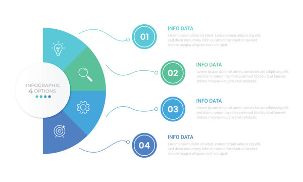 Vector infographic label design with circle infographic template design and 4-5-6 options or steps. Can be used for process diagram, presentations, workflow layout, banner, flow chart, info graph