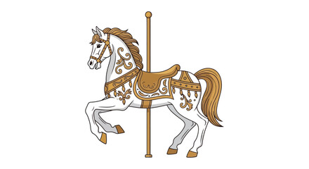 An ornate carousel horse stands poised with detailed decorations showcasing a classic elegant silhouette high quality professional modern stylish clean crisp © CreativeAlim02