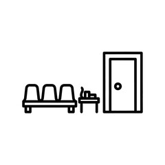 Fototapeta premium Minimalist Waiting Area with Three Chairs and Indoor Door Scene