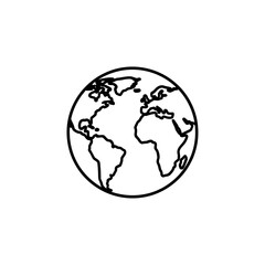 Fototapeta premium Minimalistic Line Drawing of Globe Earth Highlighting Continents and Oceans for Global Awareness