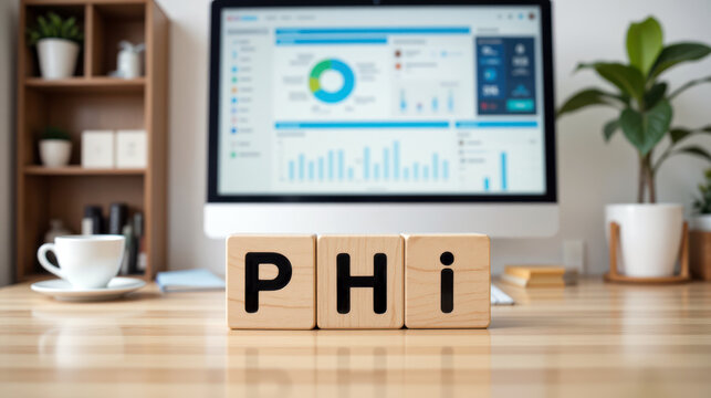 PHI protected health information for HIPAA privacy rules in healthcare, preventing patient data disclosure and handling sensitive records with consent and access control, copy space for message
