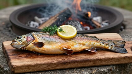 Smoked Trout on Wood