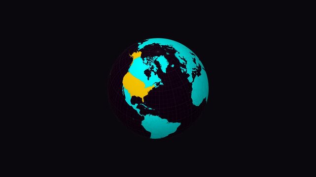 Tennessee on Globe. Animated zoom into the state. Tennessee, United States intro, logo, presentation animation. Boundary shape on globe with round text. Short video.