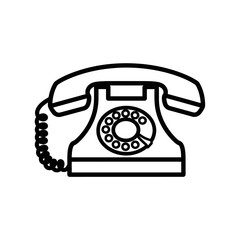 Vintage Rotary Telephone Line Art Illustration for Communication and Technology Themes