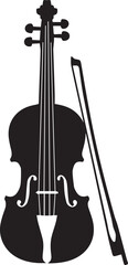 Classical Violin with Bow Silhouettes Featuring Negative Space F-Holes