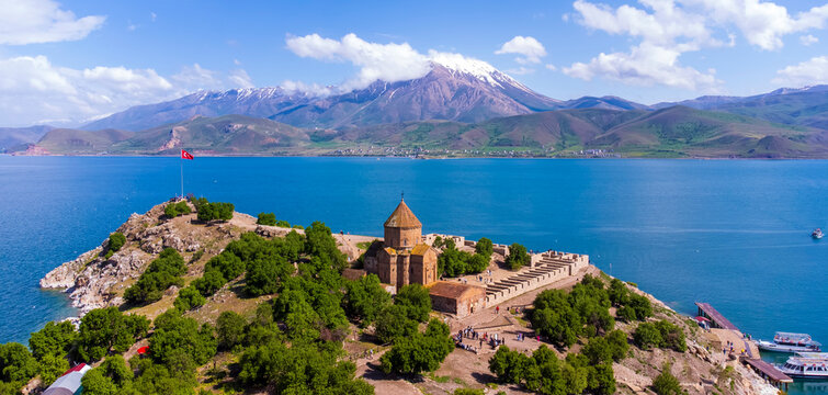 Akdamar Island in Van Lake. The Armenian Cathedral Church of the Holy Cross - Akdamar - Ahtamara - Turkey