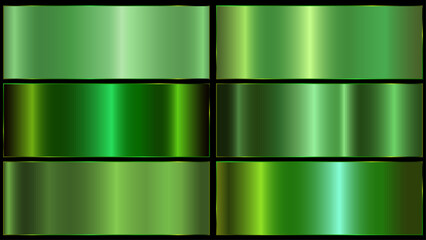green gradient. Metallic gradient effect for design. Realistic green rectangles palette. Metallic green gradient. © AnaPaula