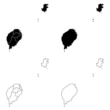 Sao Tome and Principe Outline and Solid Fill Map Set.