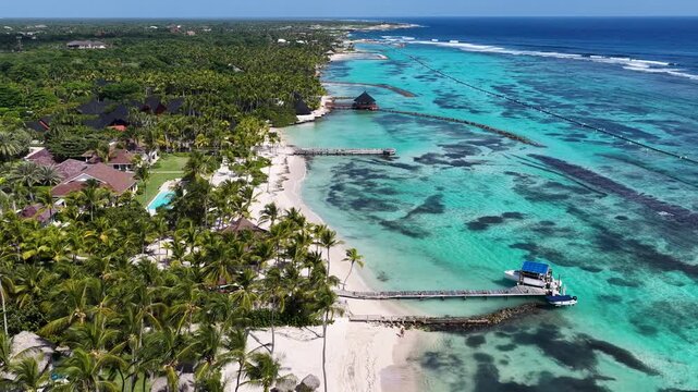 Punta Cana Skyline At Punta Cana In La Altagracia Dominican Republic. Caribbean Skyline. Beach Landscape. Nature Seascape. Punta Cana Skyline In Punta Cana In La Altagracia Dominican Republic.