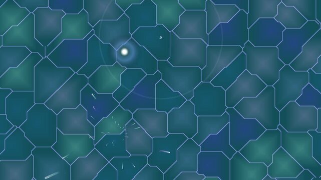 Seamless vector illustration of a blue abstract background featuring geometric water bubbles and mosaic tile textures for a light glass surface wallpaper design
