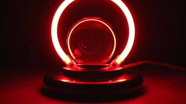 Glowing Red Orb on Black Base.