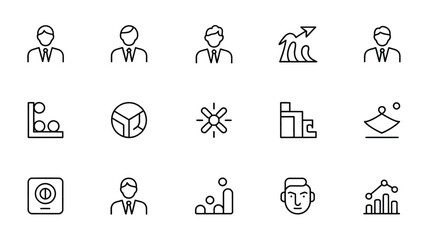Business and Management Minimalist Line Icon Set