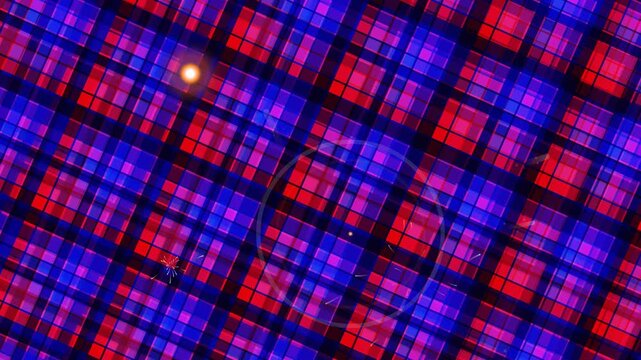 vibrant red and blue abstract plaid pattern with dynamic grid texture and colorful geometric background design