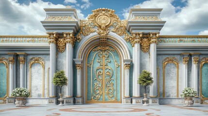 Fototapeta premium Luxurious, ornate entryway with detailed architecture