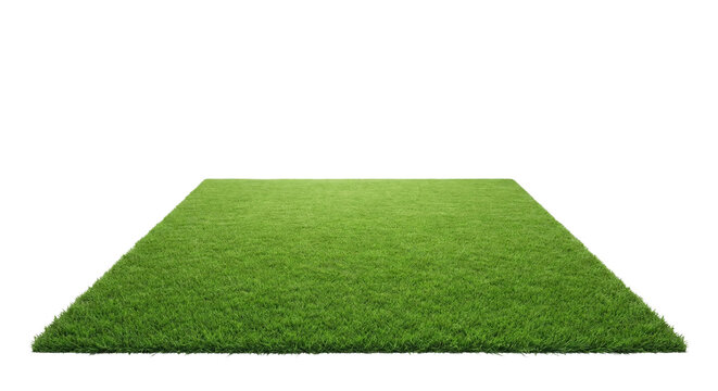 Green Artificial Grass Mat Isolated on White Background