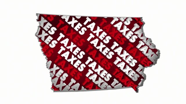 Iowa Taxes State Map IA Income Property Rate High Pay Less File Return Refund 3d Animation