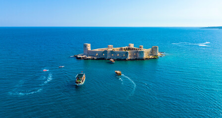 Maidens Castle Kiz Kalesi Drone Photo, Erdemli Mersin, Turkey