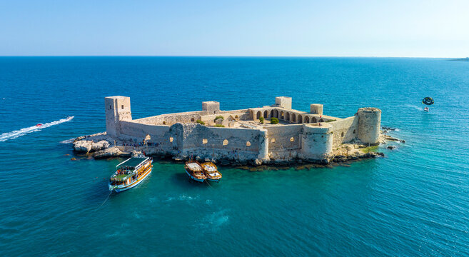 Maidens Castle Kiz Kalesi Drone Photo, Erdemli Mersin, Turkey