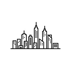 Obraz premium Minimalist Black and White City Skyline Illustration for Urban Design
