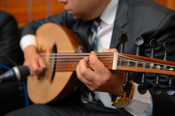Fototapeta premium Traditional Middle Eastern Oud Player Performing Classical Arabic Music