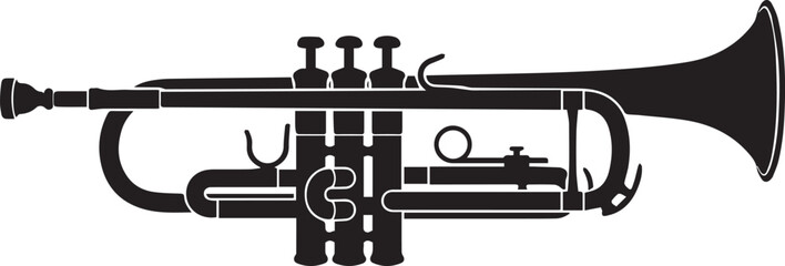 B-flat Trumpet Silhouettes with Flared Bell and Finger Valves
