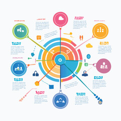 Colorful circular infographic design with data visualization elements
