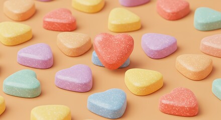 Obraz premium Pastel Heart Candies - A Sweet Valentines Day Scatter.