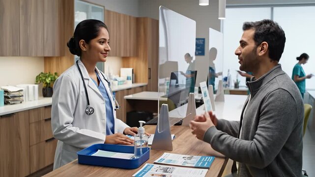 Doctor consulting patient in clinic