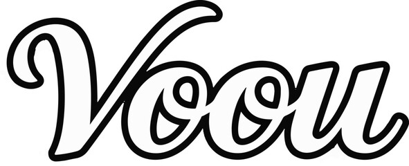 Obraz premium Stylized script text with thick black outlines on a white background