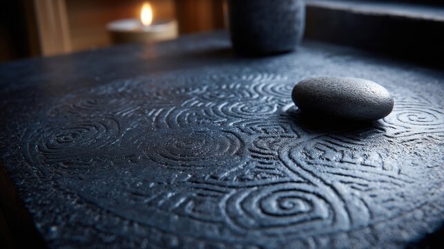 Detailed Embossed Abstract Pattern on a Dark Textured Surface