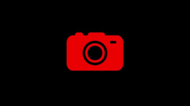 glowing camera icon animation with gradient background.