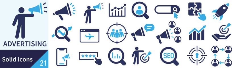 ベクターの広告に関するシルエットアイコンセット
