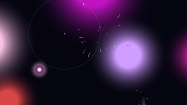 Abstract purple neon background featuring glowing stars and bright light effects with a shiny vector planet sphere and magic blue energy flare illustration for a celestial space backdrop