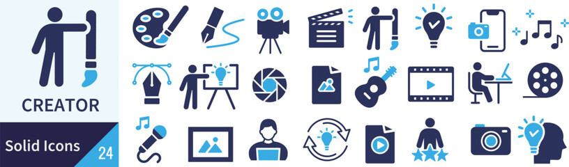 ベクターのクリエイターに関するシルエットアイコンセット
