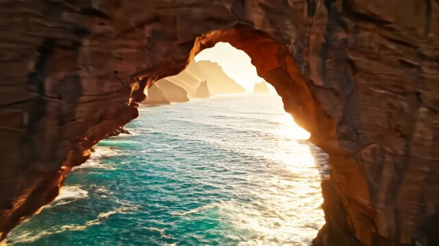 Natural rock arch by the sea