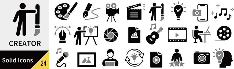 ベクターのクリエイターに関するシルエットアイコンセット
