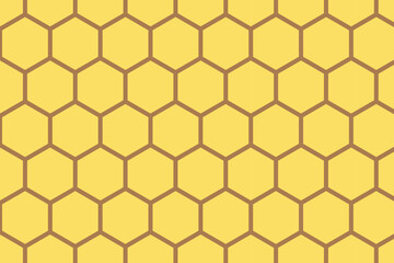 Honeycomb pattern on yellow background . Yellow hexagonal honeycomb background . Vector illustration