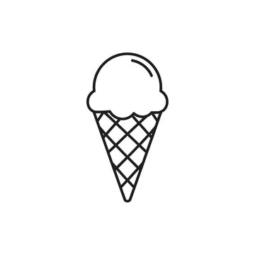 Minimalist Ice Cream Cone Icon for Food and Dessert Themes