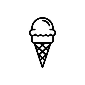 Minimalist Ice Cream Cone Icon for Food Dessert Sign or Logo Design