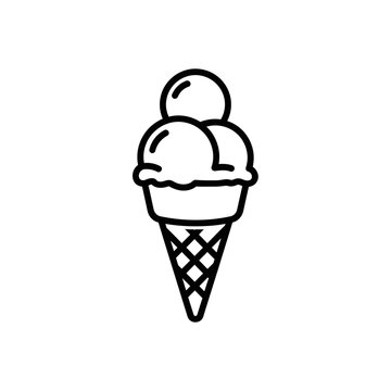 Minimalist Ice Cream Cone Illustration for Dessert and Food Design