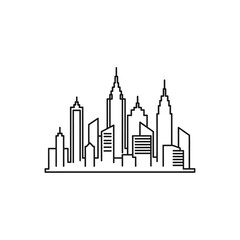 Obraz premium Minimalist Black and White Skyline Illustration of Modern Cityscape for Urban Design