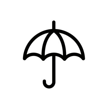 Minimalist Black and White Umbrella Icon for Weather and Protection Symbols